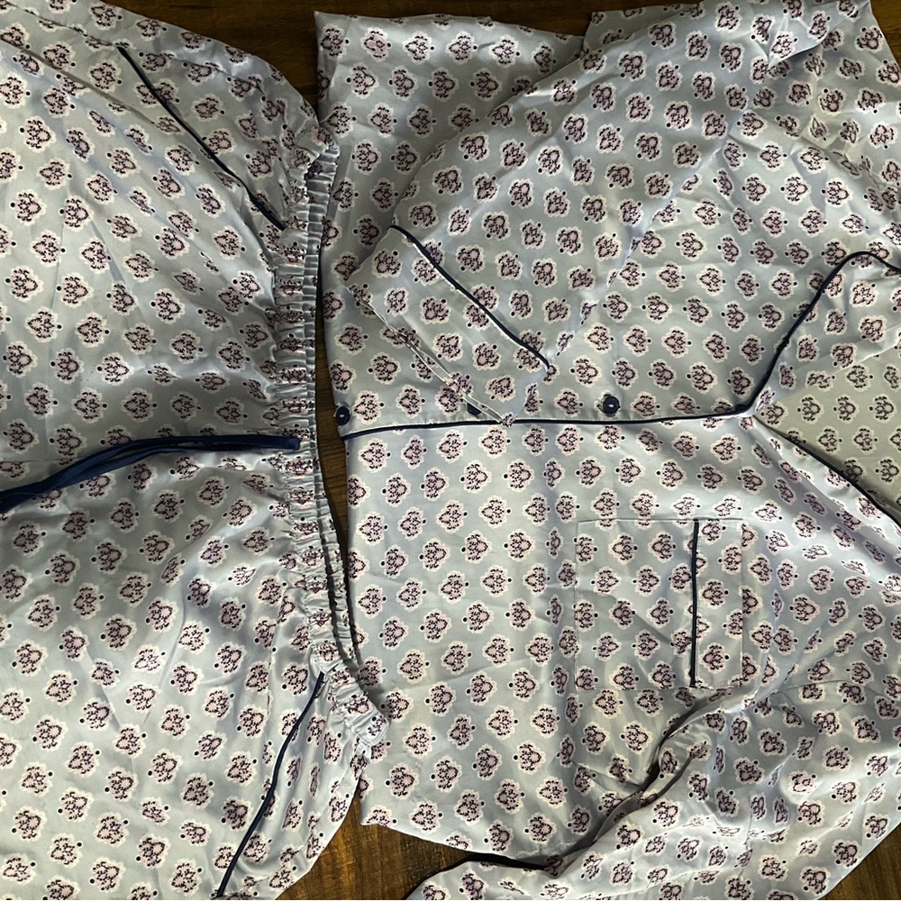 Floral Pajama Set with Blue Accents